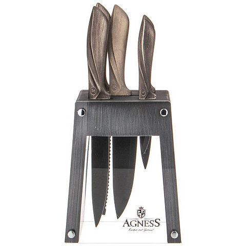 Набор ножей Agness "монблан" на пластиковой подставке, 6 предметов, 911-669