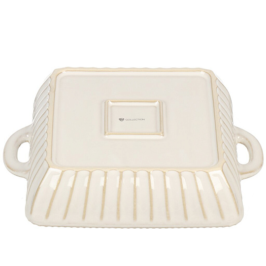 Форма для запекания и сервировки керамика, 21х25х5 см, квадратная, с ручками, белая, BY Collection, 826-373