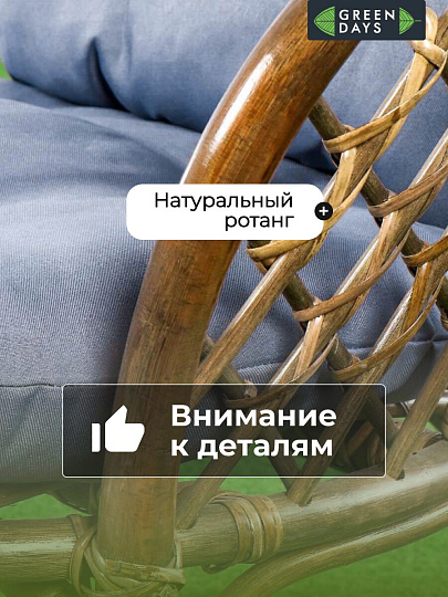 Мебель садовая Green Days, Мальдивы мини, кофейная, стол, 55х55х56 см, 2 стула, подушка серо-голубая, 110 кг, IND13WG