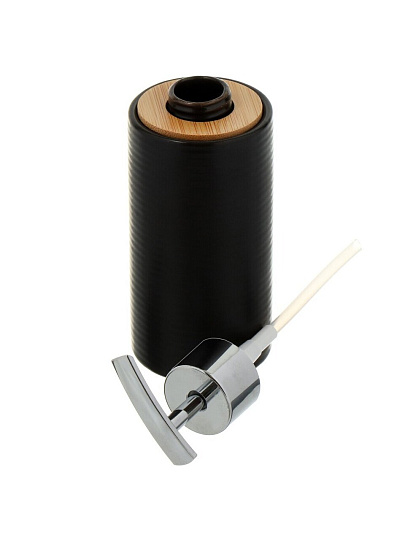 Дозатор для жидкого мыла, Бамбук, пластик, керамика, 6.2x11.7/16.8 см, черный, CE1980AA-LD