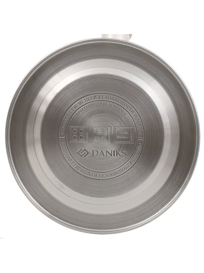 Чайник нержавеющая сталь, 2.7 л, со свистком, зеркальный, ручка бакелитовая, с силиконовым покрытием, Daniks, Мадрид Голд, индукция, M-001PM