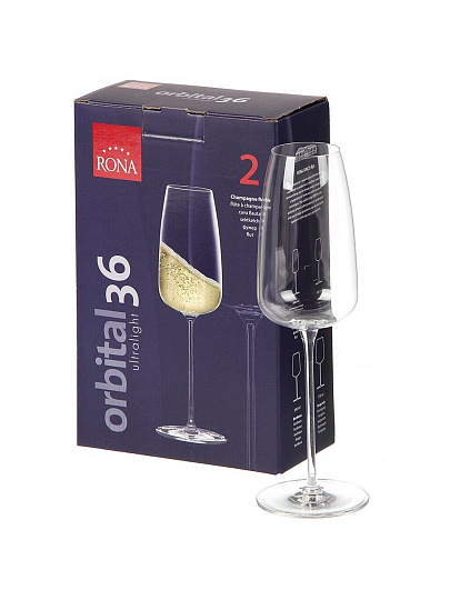 Бокал для шампанского, 360 мл, хрустальное стекло, 2 шт, Repast@Rona, Orbital, 63156