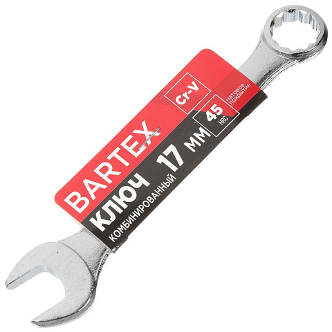 Ключ комбинированный, Bartex, 17 мм, CrV сталь, Эко