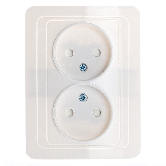 Розетка скрытой установки двухместная Powerman Classic 2102 белая с защитной шторкой