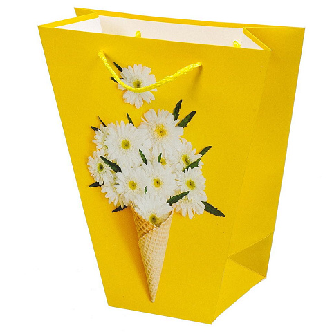 Пакет подарочный бумага, 24х11х26 см, в ассортименте, Букет цветов, Y4-4266