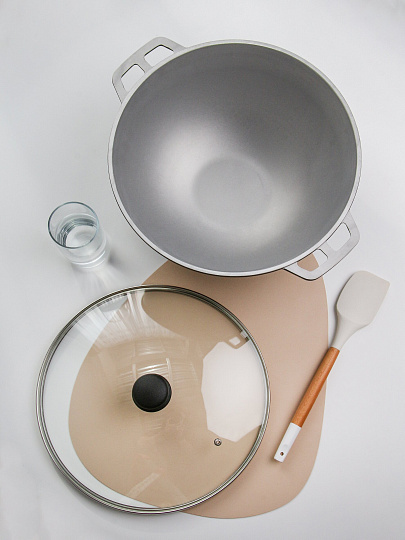 Казан алюминий, 7.5 л, с крышкой, крышка стекло, Нева Металл Посуда, НС0875д