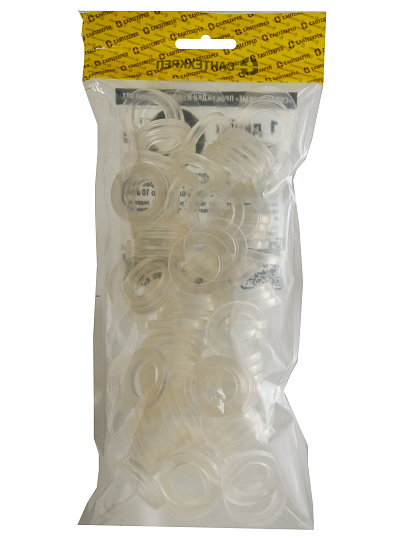 Прокладка уплотнительная 100 шт, 1&quot;, ПВХ, прозрачная, СантехКреп, 2.11.3.Ф