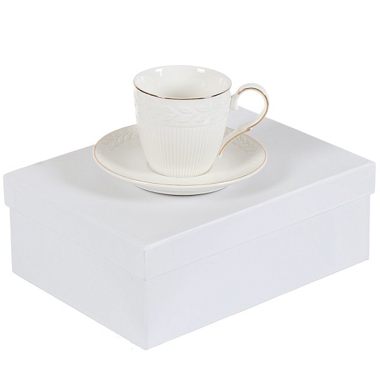 Чайная пара керамика, 2 предмета, на 1 персону, 200 мл, Daniks, Y4-4396, подарочная упаковка, белая