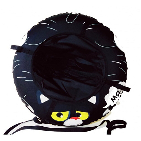 Санки-ватрушка Fani Sani, Черный кот Proffi, 80 см, 80 кг, с буксировочным тросом, с ручками, 84267