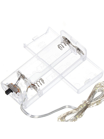 Гирлянда 20 ламп, 2 м, 1 режим, холодный белый свет, серебристая, в помещении, на батарейках, LED, Y4-7522