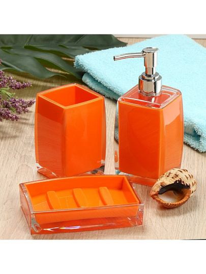 Дозатор для жидкого мыла, пластик, 6.5x5.8x16 см, оранжевый, AS0002D-LD