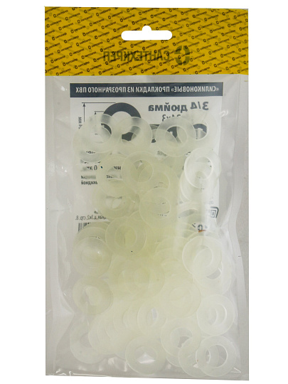 Прокладка уплотнительная 100 шт, 3/4&quot;, ПВХ, прозрачная, СантехКреп, 2.11.2.Ф