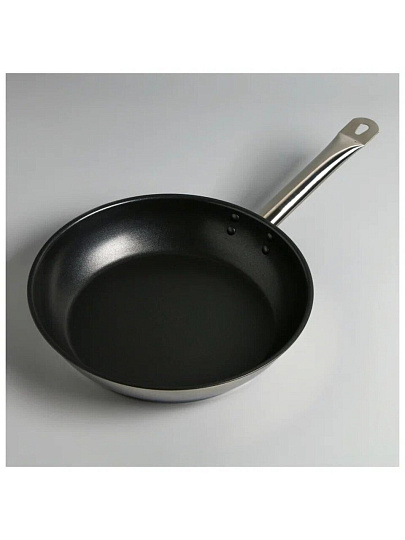 Сковорода нержавеющая сталь, 30 см, антипригарное покрытие, Катунь, Общепит, индукция, КТ-ОБ-СА-30