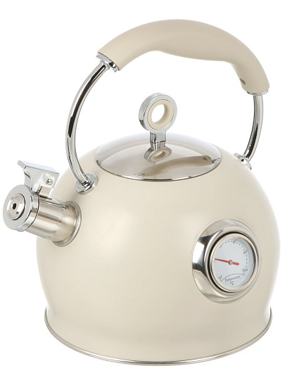Чайник нерж, 3 л, со свист, нержавеющая сталь, с термометром, Daniks, GS-04436B