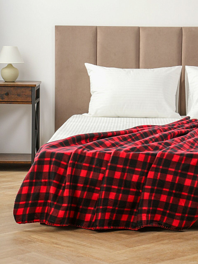 Плед 130х170 см, флис, 100%пэ, 180г, Красная клетка