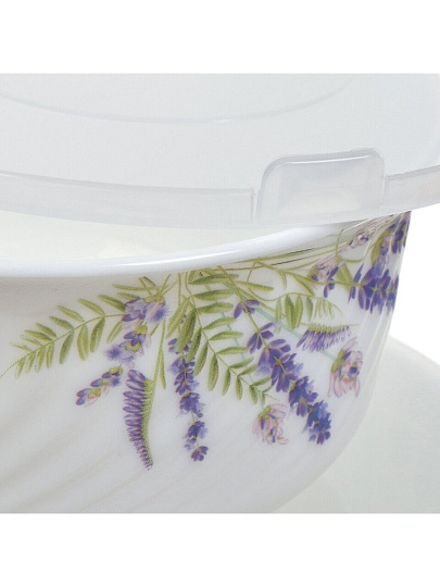 Салатник стеклокерамика, круглый, 3 шт, 9 см, 14, 16, 19 см, 0.5, 0.8, 1.4 л, с крышкой, Лаванда, Daniks, HDW3T-P