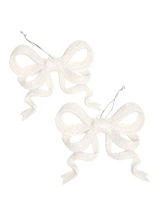 Набор елочных украшений Банты, 2 шт, белый, 7.5х9 см, пластик, SYLKL-4919114