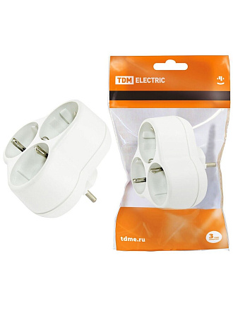 Блок 3 гнезда, 2 полюса, с заземлением, круглый, 16 А, TDM Electric, SQ1806-0028
