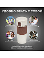 Термокружка нержавеющая сталь, пластик, 0.43 л, Daniks, колба нержавеющая сталь, бежевый, белая, JS-002-white-beige - фото 4