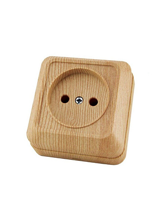 Розетка открытой установки открытой установки, 1 гнездо, без заземления, 10 А, 250 В, пластик, IP20, сосна, TDM Electric, Ладога, SQ1801-0410