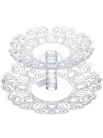 Ваза для фруктов, 2 яруса, пластик, 26.5 см, Альтернатива, Мелодия, М6617, прозрачная