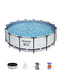 Бассейн каркасный Bestway, 457х122 см, Steel Pro Max, 56438, фильтр-насос, лестница, тент, 16015 л - фото 6