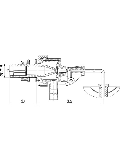 Арматура для бачка унитаза боковая, 1/2&quot;, однорежимная, кнопочная, хром, Инкоэр, СБ1-Бм-А-В