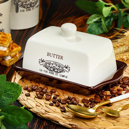 Масленка доломит, крышка доломит, Daniks, Кафе, HC6005-N2