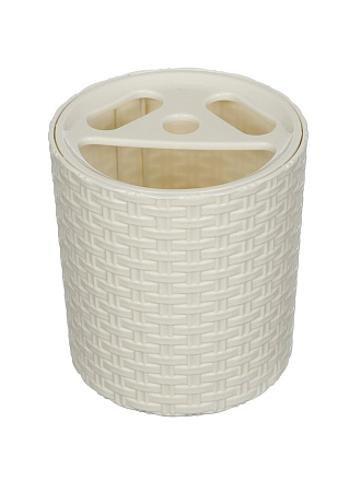 Стакан для зубных щеток, пластик, слоновая кость, Альтернатива, Плетенка, М2535