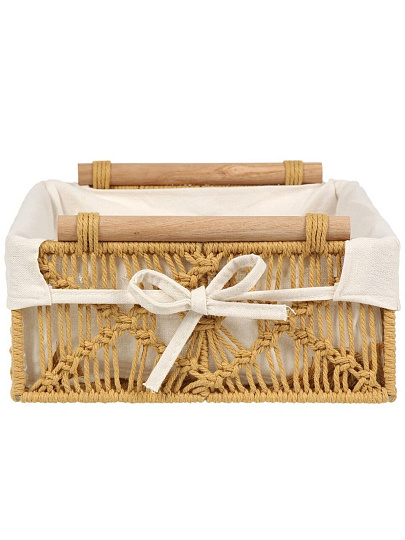 Корзина 35х25х10 см, прямоугольная, плетеная, с деревянными ручками, Y4-9683