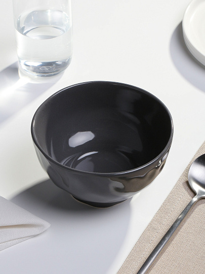 Салатник керамика, круглый, 15х8.3 см, Stone Dark, Domenik, DMD044, серый