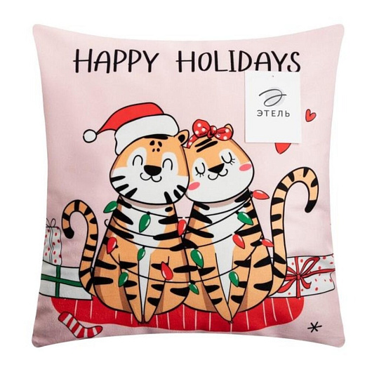 Наволочка декоративная Этель, Happy Holidays, велюр, 100% полиэстер, 40 х 40 см, 5751316