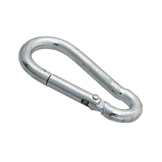 Карабин усиленный, диаметр 6 мм, белый цинк, DIN5299C, 029980