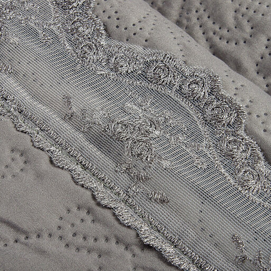 Покрывало евро, 240х220 см, 100% полиэстер, стеганое, Silvano, Ультрасоник Вивьен, светло-серое, AI-0404016