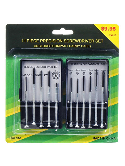 Набор отверток для точных работ, 11 предметов, CrV сталь, для мобильных телефонов, SPE13806-18