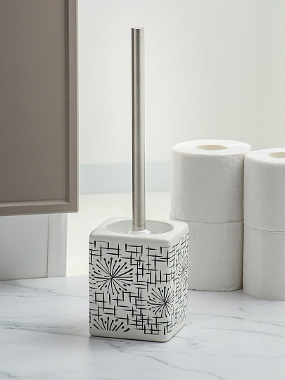 Ерш для туалета напольный, керамика, бежевая паутинка, Y4-9855