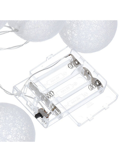 Гирлянда 25 ламп, 5 м, 1 режим, Шары, холодный белый свет, белая, в помещении, на батарейках, LED, Y4-7527