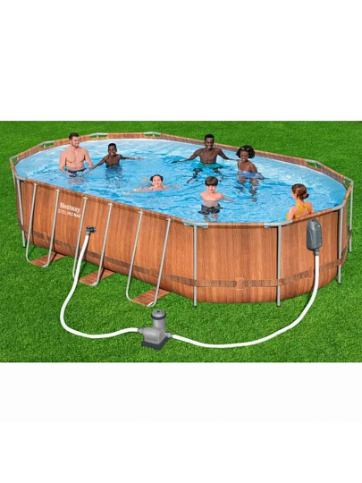 Бассейн каркасный Bestway, 610х366х122 см, Power Steel, 56719, фильтр-насос, лестница, 20241 л