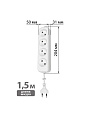 Удлинитель 4 гнезда, 1.5 м, без заземления, 6 А, 1380 Вт, белый, TDM Electric, Народный, SQ1303-1205 - фото 4