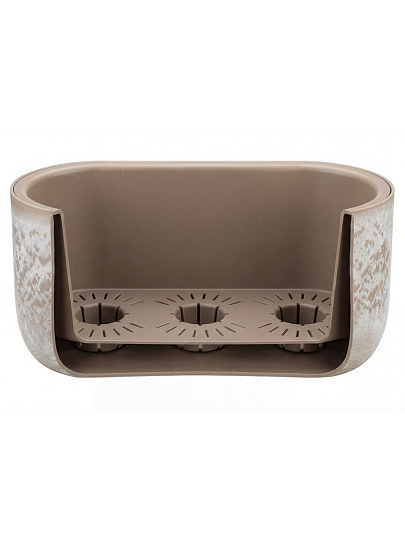 Кашпо пластик, 6 л, 38.5х18.6х16.2 см, овальное, бежевый слайн, Idea, Микрит, М 3274