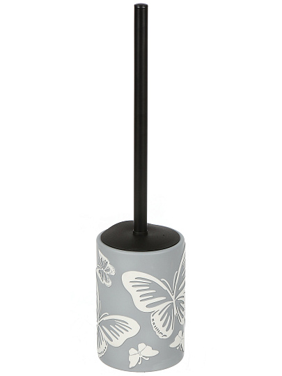 Ерш для туалета Бабочки на сером, напольный, 10x10x14.4/41 см, полистоун, BRE0878AA-TOH