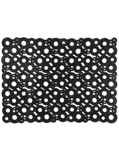 Коврик придверный, 50х69 см, прямоугольный, ПВХ, латексная пропитка, черный, Ячейка, 92017