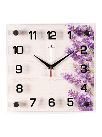 Часы настенные, кварцевые, 25х35 см, квадратные, Рубин, Лаванда, 2525-053