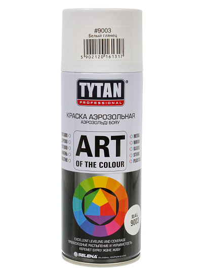 Эмаль аэрозольная, Tytan, Professional, универсальная, быстросохнущая, акриловая, глянцевая, белая, RAL 9003, 400 мл