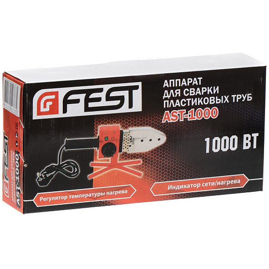Аппарат для сварки пластика 1000 Вт, 20-63 мм, металлический кейс, FEST, AST-1000