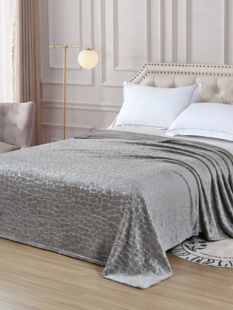 Плед евро, 200х220 см, велсофт жаккард, 100% полиэстер, Silvano, Камешки, серый, 200/002-RVR/LA