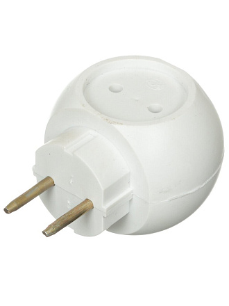 Тройник 3 гнезда, без заземления, круглый, 6 А, белый, Jett, 202-351