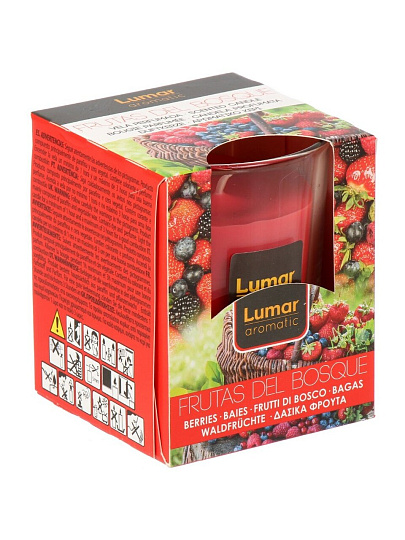 Свеча ароматизированная, 8.5х7 см, Lumar, Ягоды Frutas del Bosque, в стакане, 125 гр, 903900