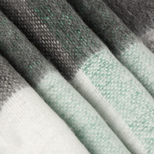 Плед 1.5-спальный, 140х200 см, 20% хлопок, 40% полиэстер, 40% пан, Vladi, Пикник, белый, зеленый, серый, рап.8