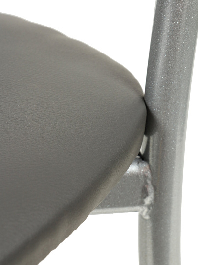 Стул 360х480х450 мм, темно-серый на серебро, овальный, экокожа, на металлических ножках, Бистро